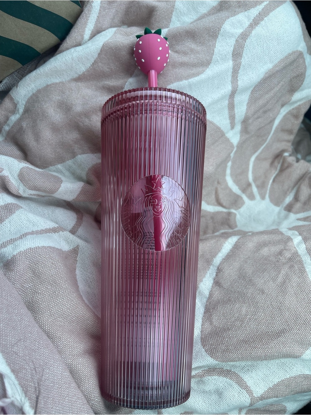 Starbucks Strawberry Tumbler with straw topper